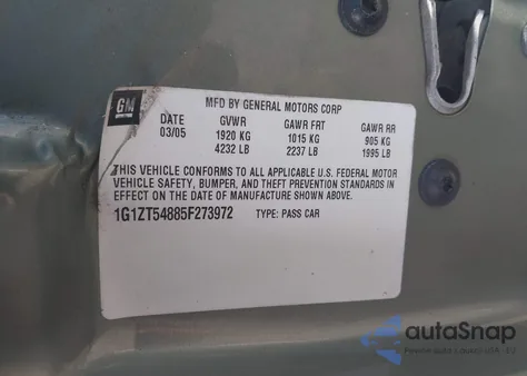 2005 Chevrolet Malibu Ls from USA, damaged, VIN 1G1ZT54885F273972